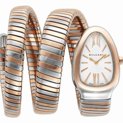 NEW Bulgari Serpenti SP35C6SPG.2T Bvlgari Steel and 18K Pink Gold Ladies 35mm