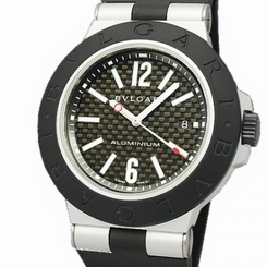 Pre-Owned Bulgari Aluminum/Rubber Black Carbon Dial Men's Wristwatch AL44TA, MR