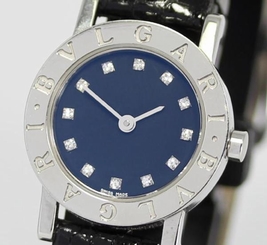 Pre-owned BVLGARI BB23SL 12P Diamond Quartz Black Dial Ladies Wristwatch, PD