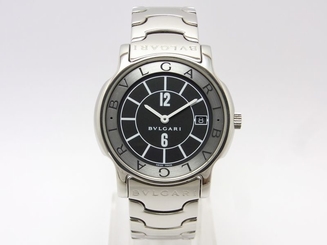 Pre-Owned Bulgari Sorotenpo All SS Black Dial Men's Quartz Wristwatch ST35S, MR