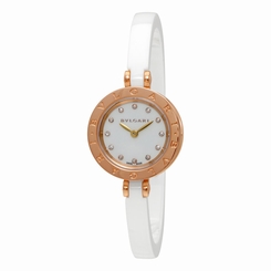 Bvlgari B.zero1 White Lacquered Dial White Ceramic Bangle Bracelet Ladies Watch