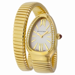 Bvlgari Serpenti Tubogas Silver Opaline Dial 18kt Yellow Gold Quartz Ladies