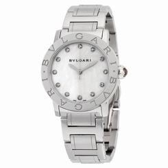 Bvlgari BVLGARI White Mother of Pearl Diamond Dial Stainless Steel 32mm Ladies