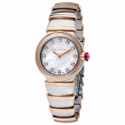 Bvlgari LVCEA White Mother of Pearl Diamond Dial Stainless Steel & 18kt Pink