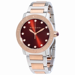 Bvlgari BVLGARI Brown Lacquered Diamond Dial Stainless Steel & 18k Pink Gold