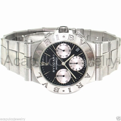 BVLGARI SPORTS CHRONOGRAPH CHW35G 18K All White Gold Men's Black Dial Watch