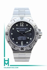 Men's Bvlgari Diagono Professional SS Scuba Black on SS Bracelet - Ref. SD 40 S