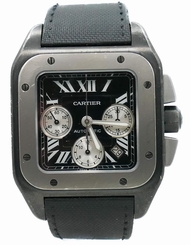 Mens Cartier Santos 100 Chronograph in Titanium/Carbon . Ref W2020005 7612456395697