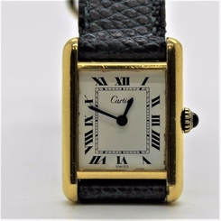 Cartier Tank Ladies Must de Cartier Swiss Made 925 Silver Gold Plated Winding