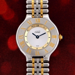 CARTIER must de 21C LADIES QUARTZ COMBI SILVER DIAL WATCH
