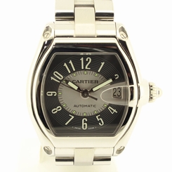 Pre-Owned CARTIER Roadster Men's SS Gray/Black Dial Automatic Watch, MD