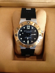 VERY RARE NEW NEVER USED BVLGARI DIAGONO ACQUA SD 38 18K GOLD AND S/S