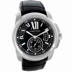 Cartier Calibre Steel Automatic Black Dial Mens Watch W7100041 683498476733