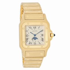 Cartier Santos Mens 18K Gold Tone Bracelet Swiss Quartz Watch 19901