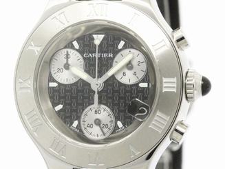 Polished CARTIER Must 21 Chronoscaph Steel Quartz Ladies Watch W10198U2 BF108544 7612456339950