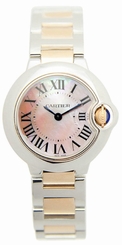 Cartier Ballon Bleu MOP Steel and 18kt Rose Gold Women Watch W2BB0009 New Orig