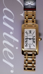 Cartier Tank Americaine 18k Yellow Gold Automatic Watch On Bracelet 1725