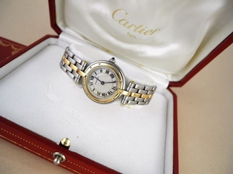 CARTIER PANTHERE WATCH 18K Yellow Stainless Steel cartier Watch W/Box CARTIER