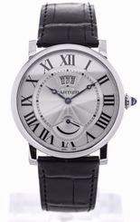 Cartier Ronde Power Reserve Date Black Leather Men's Watch W1556369 New in Box 7613268364512