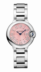 Cartier Ballon Bleu 28mm Pink Dial Steel Bracelet Women's Watch W6920038 7613268382547