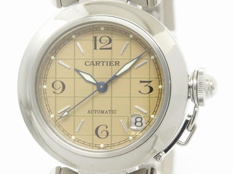 Polished CARTIER Pasha C Steel Automatic Unisex Watch W31024M7 (BF111326)