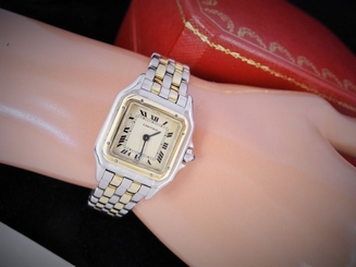 CARTIER PANTHERE WATCH TWO Row 18K Yellow Stainless Steel cartier Watch