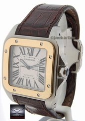 Cartier Santos 100 18k Yellow Gold/Steel Automatic Mens Watch 2656 Box/Papers