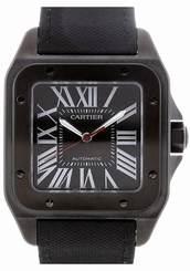 Cartier Santos 100 Carbon Large Leather Automatic Men's Watch WSSA0006 New Orig