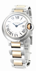 Cartier W69007Z3 Ballon Bleu Silver Dial Women 18KY Gold & Steel Watch New Orig 7612456341403