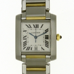 Fake AAA Cartier Tank Francaise Stainless Steel & Gold Box & Papers Mens Automatic Watch