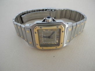 CARTIER SANTOS WATCH STEEL SOLID 18K GOLD MEN'S CARTIER SANTOS WATCH