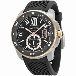 CARTIER MEN'S CALIBRE DE CARTIER DIVER 42MM BLACK AUTOMATIC WATCH W7100055