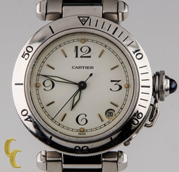 Cartier Men's Stainless Steel Automatic Pasha Watch w/ Date #2324 35 mm