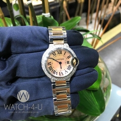 Cartier Ballon bleu 3009 W6920034 28mm 1.4ct Diamond Bezel 18k Gold Womens Watch