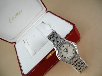 Cartier Stainless Steel Cougar Quartz Men's Watch With Box Cartier Cougar Watch