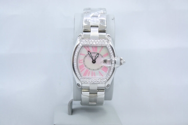 LADIES CARTIER ROADSTER MOP STAINLESS STEEL DIAMOND ENCRUSTED WATCH W6206006