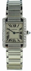 Ladies Cartier Small Tank Francaise Diamond Bezel Stainless Steel Watch 7612456002212