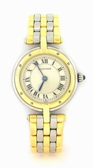 CARTIER PANTHERE LADIES 18K GOLD STAINLESS STEEL WATCH 3 ROW