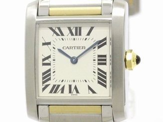 Polished CARTIER Tank Francaise 18K Gold Steel Mid Size Watch W51006Q4 (BF111724
