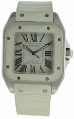 Ladies Cartier Santos 100 White Rubber Watch w/ Box & Papers Ref W20122U2 4100001463999