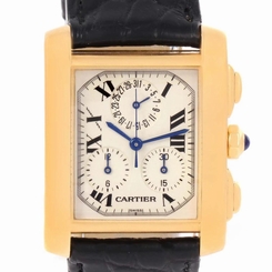 Cartier Tank Francaise Chronoflex 18K Yellow Gold Watch W5000556