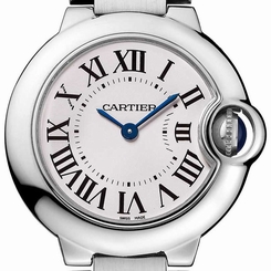 Cartier Ballon Bleu Silver Dial Steel Band Womens Small 29 MM Watch W69010Z4 7612456341434