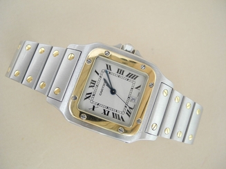 Mens Cartier Santos Galbee Solid 18K G Bezel Man Cartier Beautiful watch Cartier