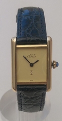 Cartier Must De Cartier Tank Watch Gold Plated & Silver 21x28mm Manual Wind