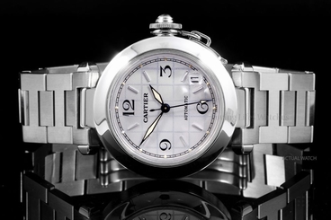 Cartier Steel 35mm Pasha 2324, Silver Grid Dial w/ Index & Arabic, Automatic