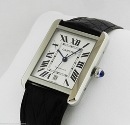 Cartier Tank Solo Extra Large Stainless Steel on Leather W5200027 Ret: $3,450 683498401896