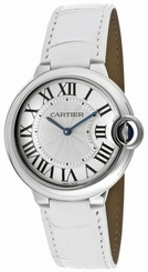 Cartier W6920087 Ballon Bleu 36mm Silver Dial Women WHT Leather Watch New In Box 7613268262078