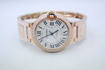 NEW CARTIER BALLON BLEU 18k ROSE GOLD 36MM DIAMOND ENCRUSTED WATCH W69004Z2 7612456339936