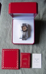 Pasha de Cartier Mid Size Watch Stainless W/Salmon Grid Face Box and Papers