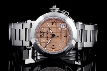 Cartier Steel 35mm Pasha 2324, Salmon Grid Dial w/ Index & Arabic, Automatic